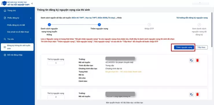 6 bước thí sinh phải làm khi đăng ký nguyện vọng xét tuyển đại học - 4